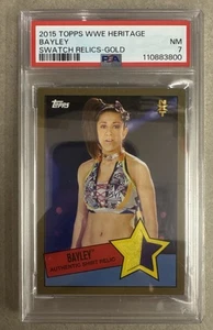 2015 Topps WWE NXT BAYLEY Authentic Shirt Relic Rookie RC Gold Swatch PSA 7 Rare - Picture 1 of 2