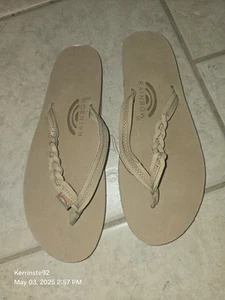 Rainbow Flirty Braidy Leather Sandals Size Womens Extra Large 8.5-9.5 Dark Brown - Picture 1 of 7