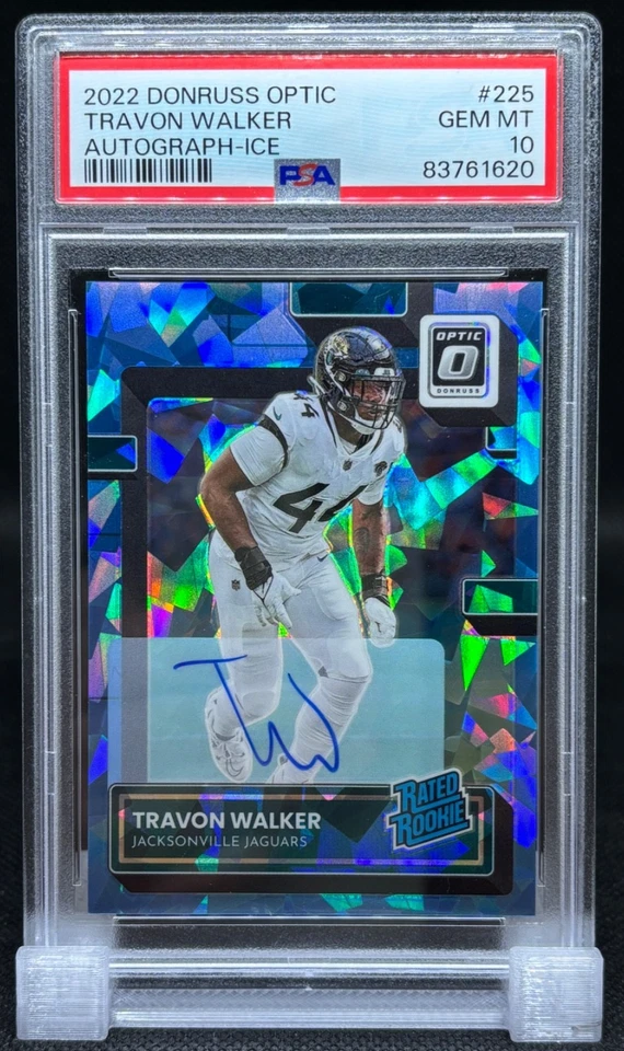 2022 Donruss Optic Travon Walker #225 Ice Prizm Auto  /15  rookie card RC PSA 10 - Image 1 of 4