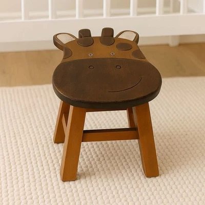 Taburete de jirafa de madera niños animal selva safari silla decoración infantil tamaño infantil Foto 1 de 4
