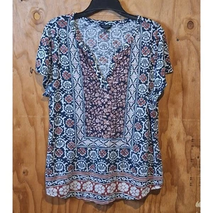 Lucky Brand Shirt Womens XL Cotton Modal Lightweight Bohemian Floral Hippie Boho - Picture 1 of 8