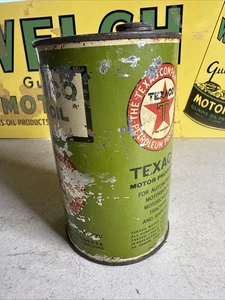 OLIO MOTORE Texaco antico vintage vecchia grafica latta 1 litro - Foto 1 di 7