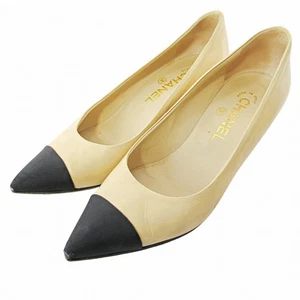 CHANEL Pumps Women's Size 36.5 Black Leather - Picture 1 of 9