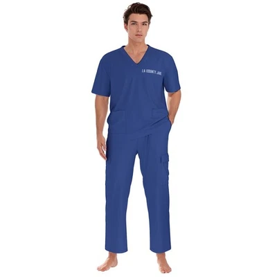 LA County Jail Costume Menendez Brothers Costume Set Prison Blues Scrubs - Image 1 of 4
