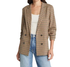 RAILS Chelsea Cafe Check Double Breasted Jac Blazer Jacket M Revolve Classic - Picture 1 of 6