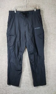 Adidas Terrex Ripstop Cotton Belted Cargo Pants Mens L Black Stretch Hiking EUC - Picture 1 of 16