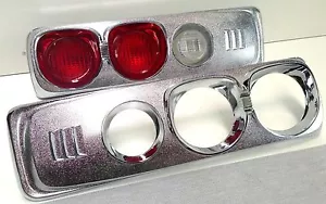 MAZDA RX3 SAVANNA 10A 12A S102A S124A CHROME TEA CUP TAIL LIGHT COVERS - Foto 1 di 5