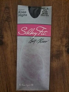 Lycra Sandalfoot Knee Highs Silky Fit 4975 Black 8 1/2-11 - Picture 1 of 2