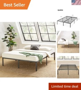 14-Inch Metal Platform Bed Frame - Heavy-Duty Queen Slat Support, No Box Spring - Picture 1 of 11