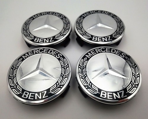 Set of 4 75MM Wheel Center Caps Hubcaps for Mercedes-Benz AMG Black ...