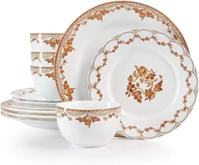 Colección Martha Stewart Sepia 12 piezas Juego de vajilla Foto 1 de 4