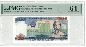VIETNAM 5000 DONG 1987 PICK# 104a PMG: 64 UNC. #PL1795 - Picture 1 of 2