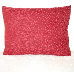 Cushion Cover Red Chenille 12x16 Oblong Zip Same Both Sides 16x12 Pink Spots - Picture 1 of 4