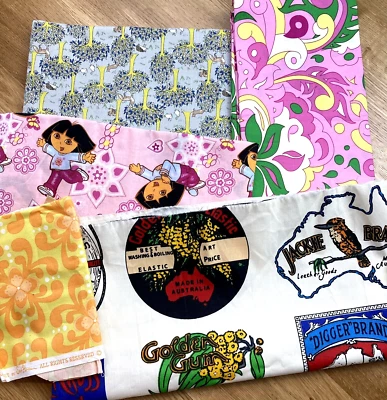 Fabric Remnant Lot - Quilting, Sewing, Craft - Dora, Australia, Fox, Retro - image 1 of 4