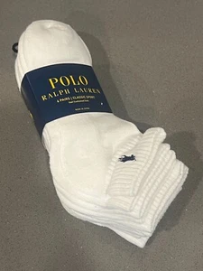 Polo Ralph Lauren Uomo Confezione 6 Calzini BIANCO QUARTO Classico Sport Mezzo Cuscino Suola - Foto 1 di 3