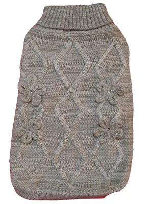 Nuevo con etiquetas Suéter Top Paw Tejido Perro Gris con Flores Estrás Grande Caridad  Foto 1 de 4