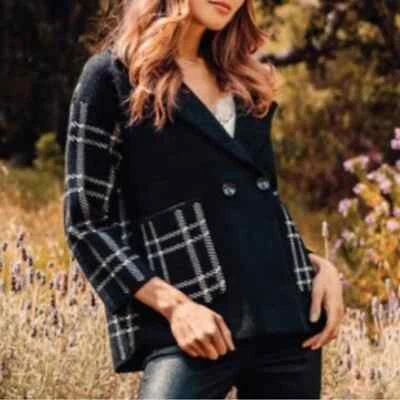 Stitch Fix Kut From The Kloth Azalea Houndstooth Plaid Coat Black/White Medium - Image 1 of 4