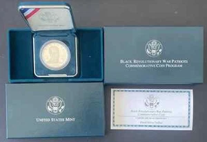 1998 S BLACK REVOLUTIONARY PATRIOT COMMEMORATIVE SILVER DOLLAR GEM FROSTED PROOF - Picture 1 of 1