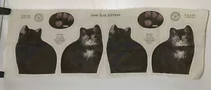 Antique 1892 Arnold Print Works Original GOOD LUCK KITTENS Cat Linen Fabric Panl - Picture 1 of 6