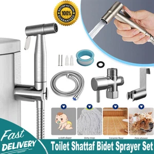 Toilet Shattaf Adapter Hose Bidet Spray Kit Stainless Steel Handheld Shower Head - Picture 1 of 21