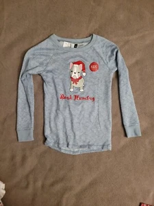 French Bulldog Unisex Kids Size 6/7 Bark Humbug Gray Christmas Pajama Top Shirt - Picture 1 of 5