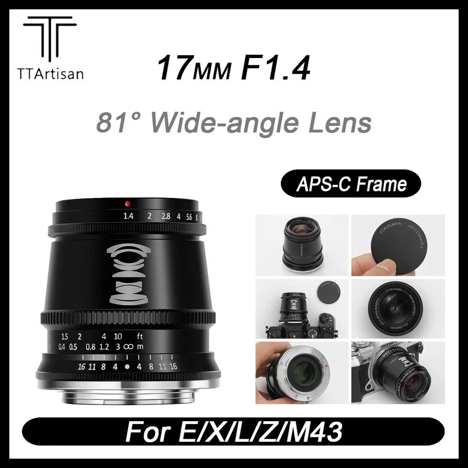 TTArtisan 17mm F1.4 APS-C Wide Angle Lens For Nikon Z Sony E Fuji X M4/3 L Mount - Image 1 of 4