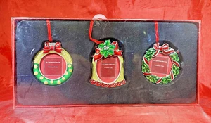 St. Nicholas Square Themed Photo Picture Frame Ornaments 2"x1.5" NIB Wreath Bell - Picture 1 of 11