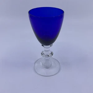 Morgantown Radiant Ritz Blue Footed Wine 4 5/8” Tall - Picture 1 of 4