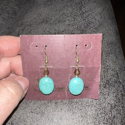 PREMIER DESIGNS Joyería NUEVO Pendientes Turquesa con Herrajes Dorados  Foto 1 de 3