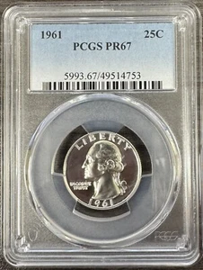 1961 Silver Proof Washington Quarter PCGS PR67 - Picture 1 of 2
