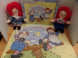 2001 Raggedy Ann Andy Playtime 24 Piece Puzzle plus 9" Dolls  Simon & Schuster - Picture 1 of 7