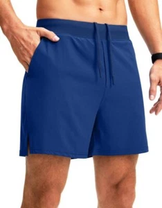 Men's Running Sports Shorts with Zipper Pockets 5" Quick Dry Workout Shorts - Picture 1 of 6