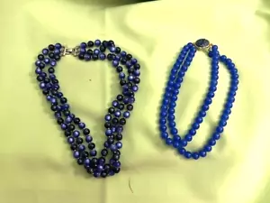 Vintage Lot of Blue Beaded Necklaces (2) - Picture 1 of 3