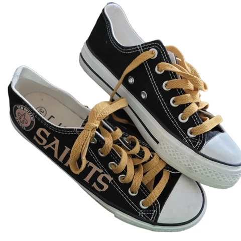 New Orleans Saints Football Shoes Womens SZ 5 /35 Black & Gold NFL Team Fan Cover