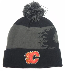 SOMBRERO GORRO GOM GORRA DE INVIERNO CON PUÑOS DE PUNTO CALGARY FLAMES NHL NEGRO DE COLECCIÓN NUEVO! '47 - Imagen 1 de 3
