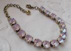 8Mm Cup Chain Lavender Delite/Antique Brass Crystal Tennis Bracelet ~ Fancy!