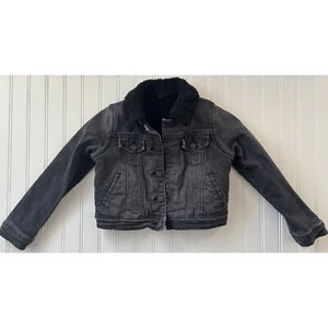 Girls Fleece Lined Jean Jacket (Size 6/6X) Black Denim Target Art Class  - Picture 1 of 4