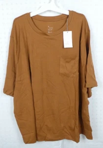 A New Day Women's Plus Size Short Sleeve T-Shirt Brown 3X - Picture 1 of 5