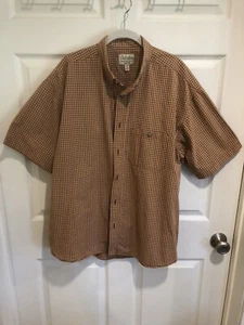 Cabela’s S/S Shirt Men’s Size XL XLarge Rust Yellow Plaid Pocket Buttons Collar - Picture 1 of 7