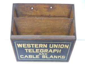 VTG Wood Western Union Telegraph And Cable Blanks Counter Holder Telegram Office - Picture 1 of 8