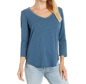 Mododoc v-neck curve hem tee size M - Picture 1 of 3