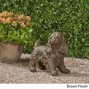 Cocker Spaniel Garden Statue – Brown Stone Dog Yard Decor for Lawn or Porch - Picture 1 of 13
