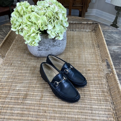 Mocassini Gucci 1953 argento morso di cavallo nero in pelle taglia 9