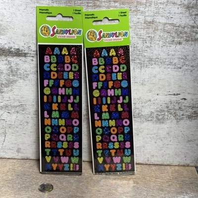 Sandy Lion COLORFUL LETTERS PRISMATIC STICKERS 2 Sheets ALL BRAND NEW - Image 1 of 4
