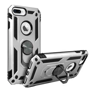 Cover iPhone 6 Plus / 6S Plus / 7 Plus / 8 Plus Anello Magnetico Stand Argento - Foto 1 di 5