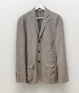 Rare Rugby Ralph Lauren Linen Cotton Stripe Blazer Jacket S Macau Made Prep VTG - Picture 1 of 9