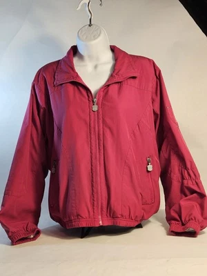 Vtg Kaelin Womens Full Zip Ski Lined Windbreaker Zip Pockets Sz Lg Deep Pink - Image 1 of 4