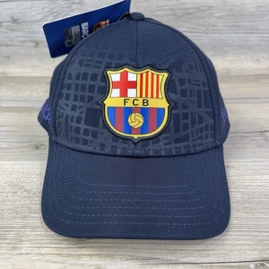 FC Barcelona Hat Cap Mens Strap Back Performance Blue FCB Soccer Futball Logo - Picture 1 of 12