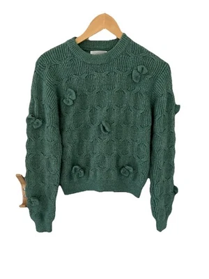 Zara Kids Teal Bow Tie Crewneck Sweater Size 13-14 - Image 1 of 4