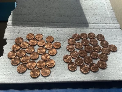 1960 Large Date & 1975 D Higher Grade Lincoln Memorial 50 Copper Pennies - Image 1 of 4